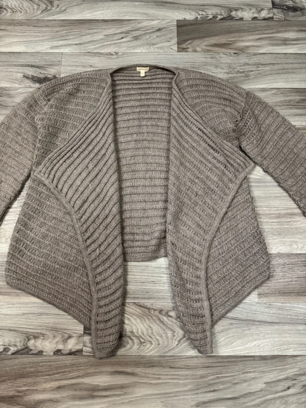 Garnet Hill 100% Baby Alpaca Open Front Drop Stitch Knit Drape Cardigan Medium